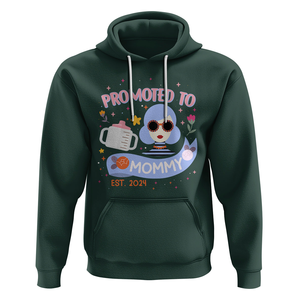 First Mother's Day Hoodie Promoted To Mommy Cool Retro New Mom - Wonder Print Shop