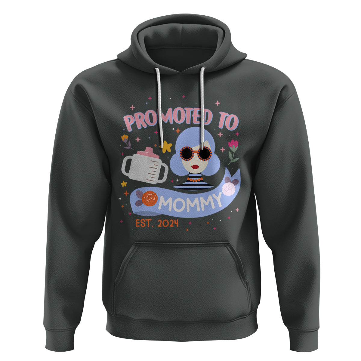 First Mother's Day Hoodie Promoted To Mommy Cool Retro New Mom - Wonder Print Shop