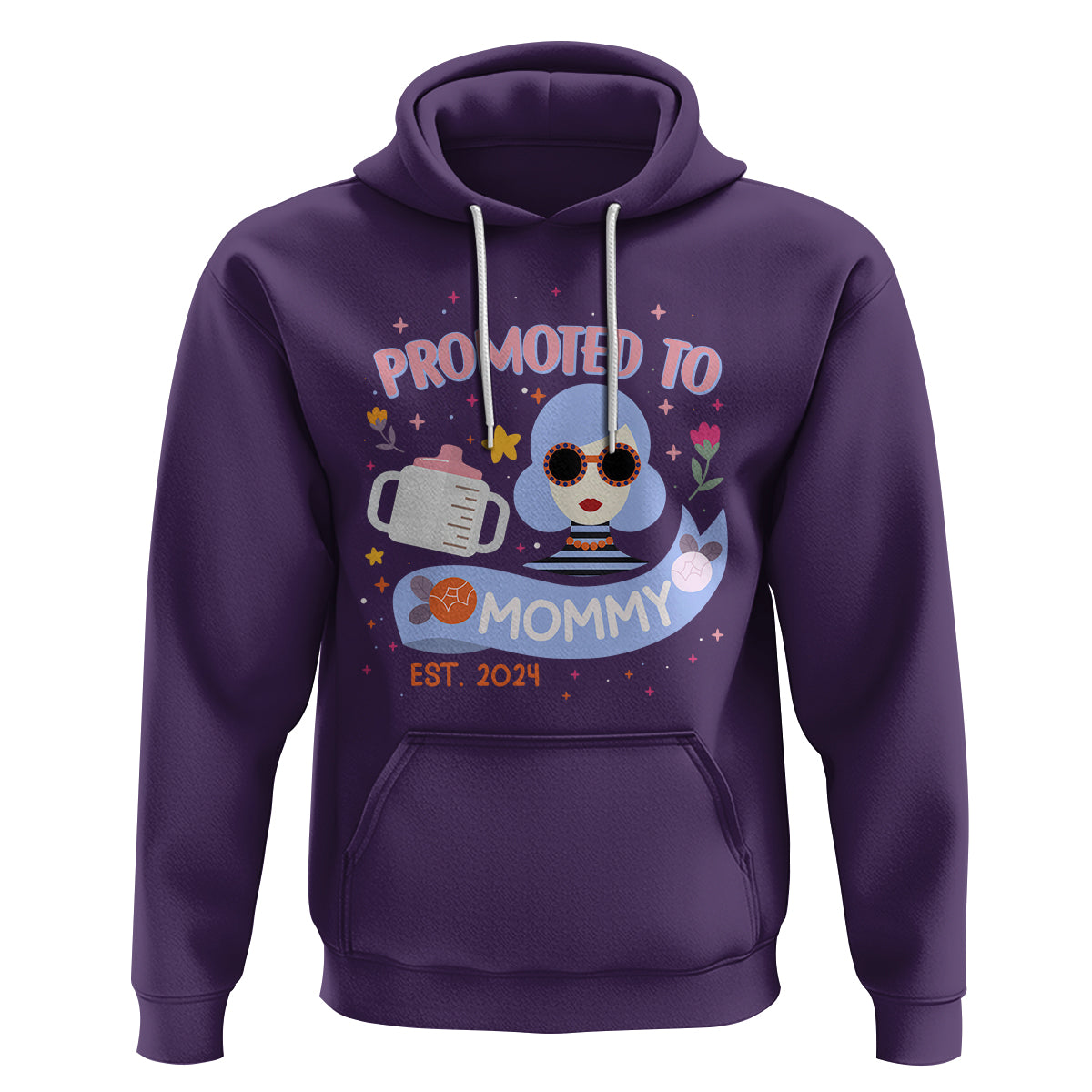 First Mother's Day Hoodie Promoted To Mommy Cool Retro New Mom - Wonder Print Shop