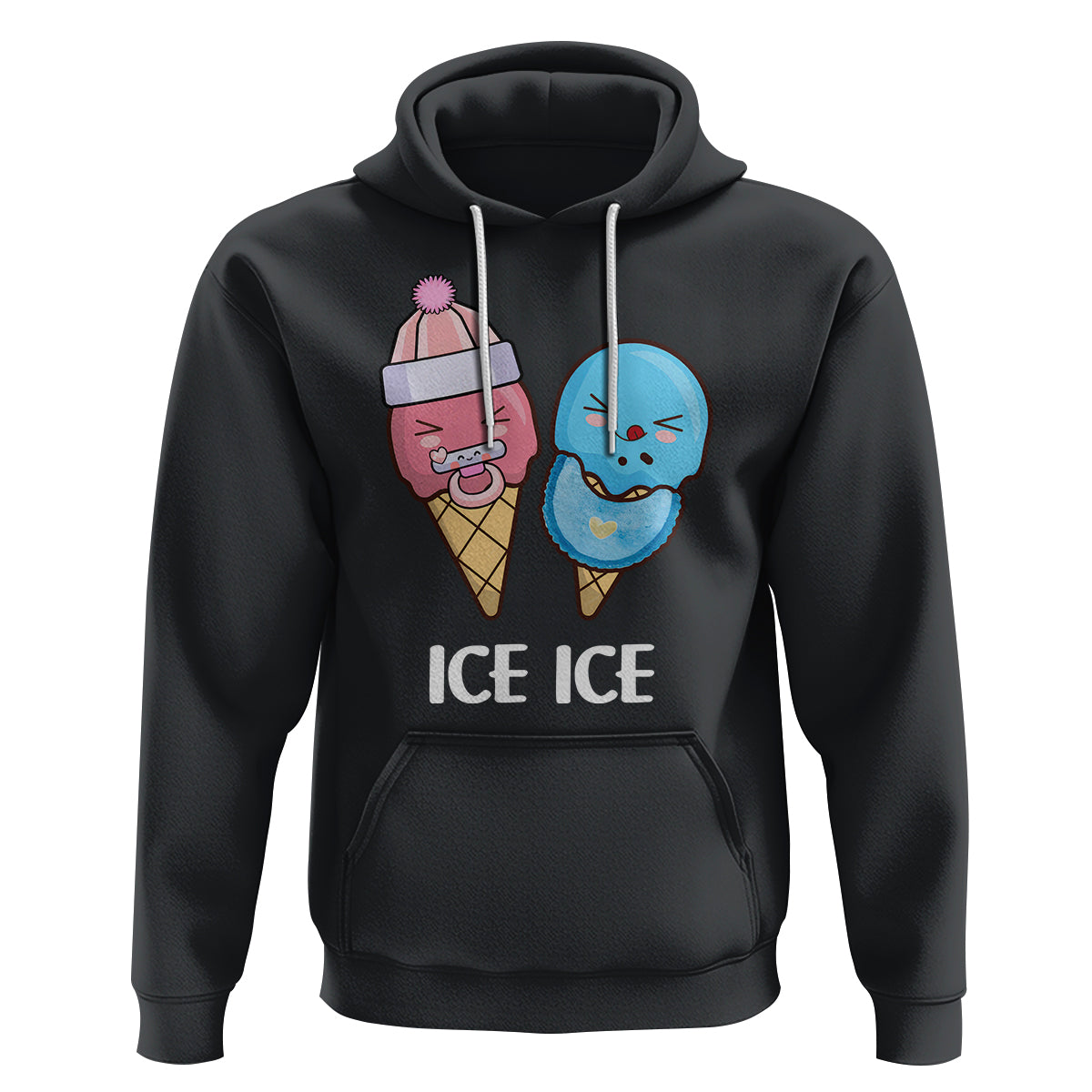 First Mother's Day Hoodie Ice Ice Baby Blue Pink Icecream - Wonder Print Shop
