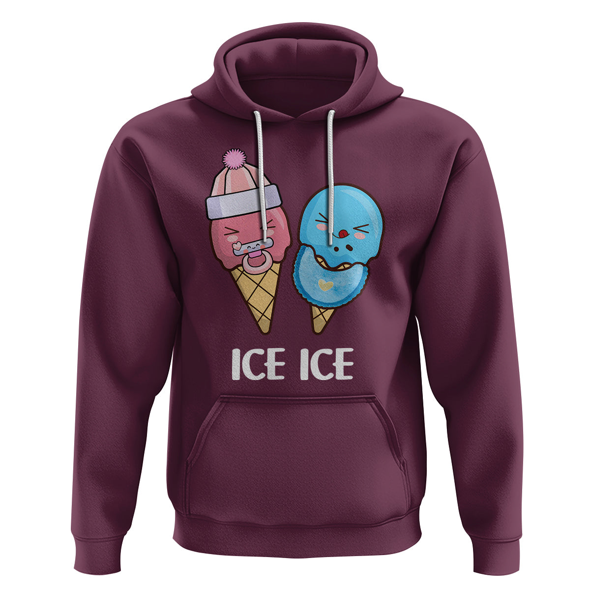 First Mother's Day Hoodie Ice Ice Baby Blue Pink Icecream - Wonder Print Shop