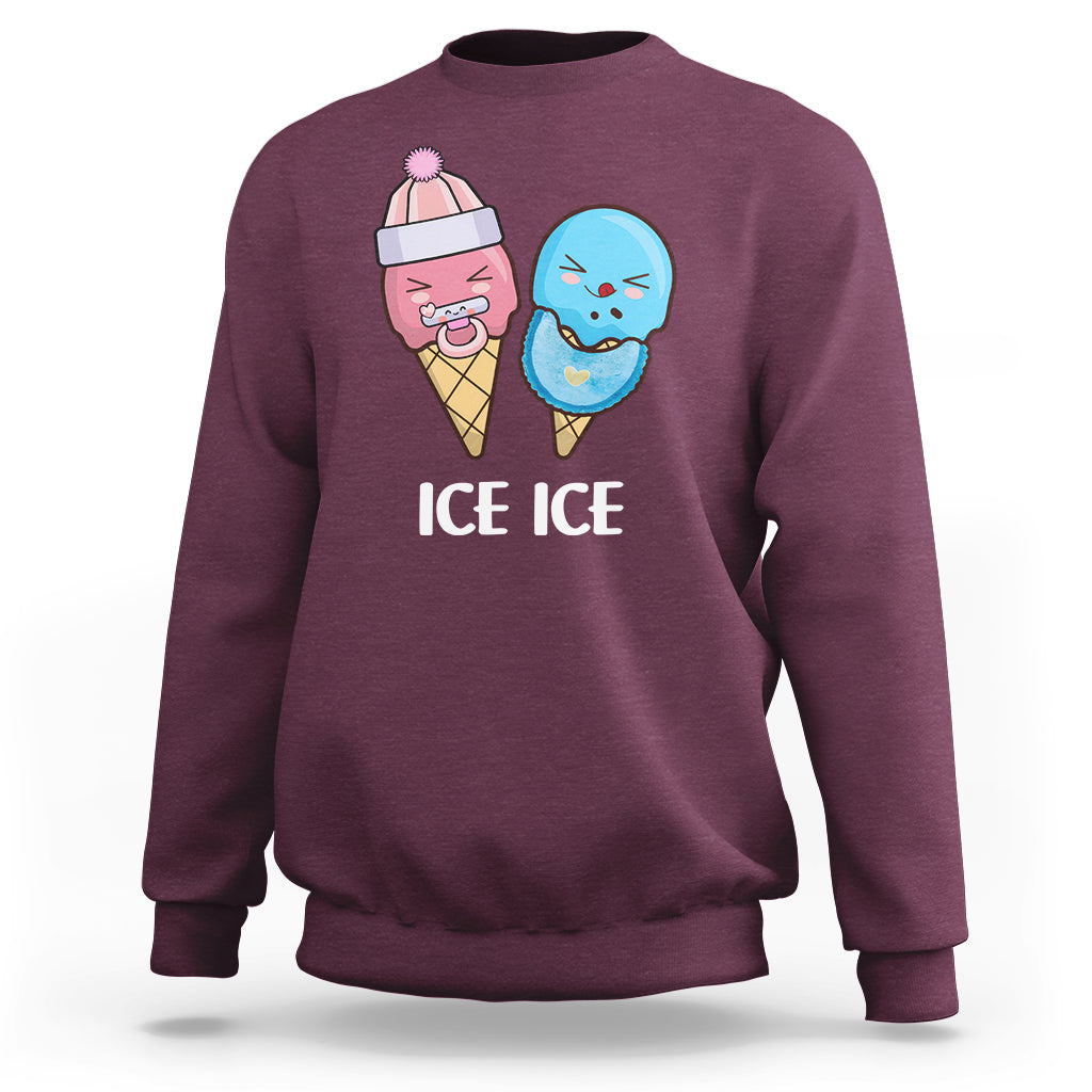 First Mother's Day Sweatshirt Ice Ice Baby Blue Pink Icecream - Wonder Print Shop