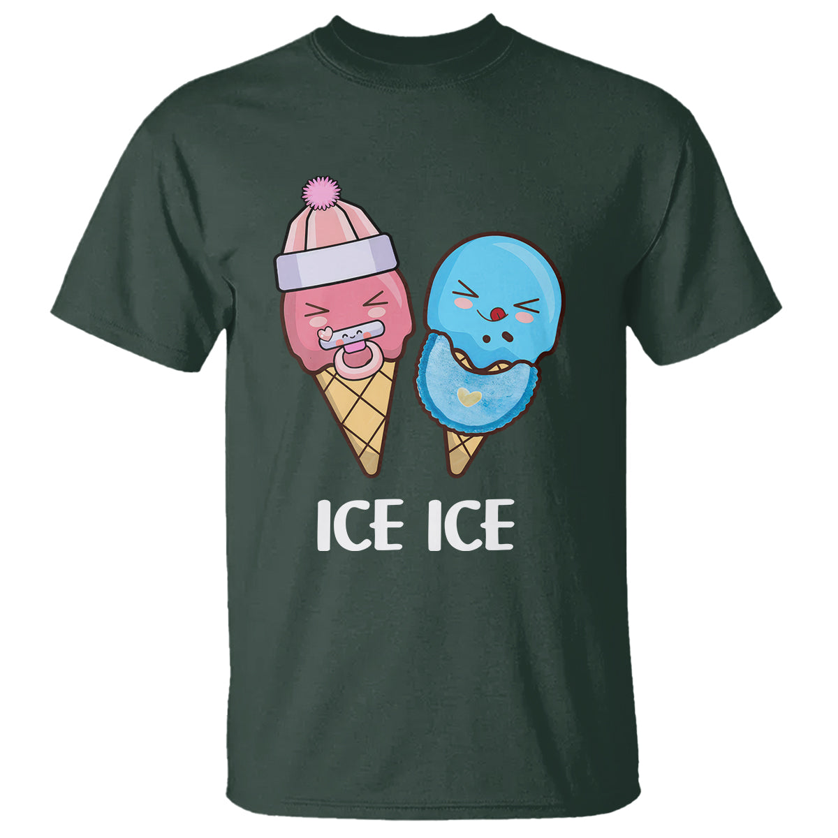 First Mother's Day T Shirt Ice Ice Baby Blue Pink Icecream - Wonder Print Shop