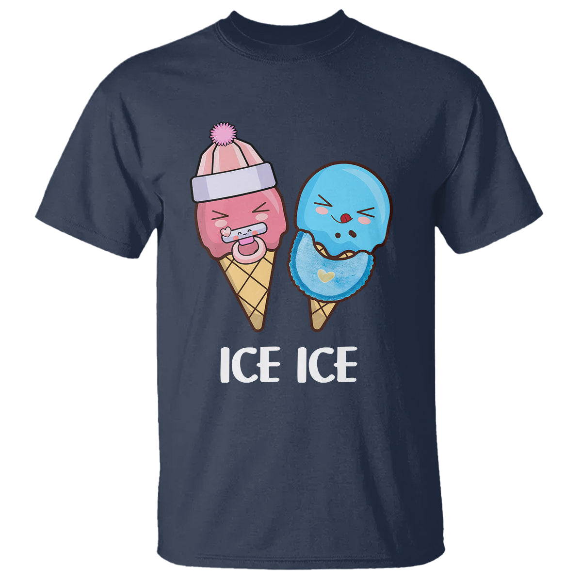 First Mother's Day T Shirt Ice Ice Baby Blue Pink Icecream - Wonder Print Shop