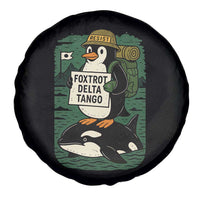Funny Penguin Resist Spare Tire Cover No Tarriffs Activism Graphic