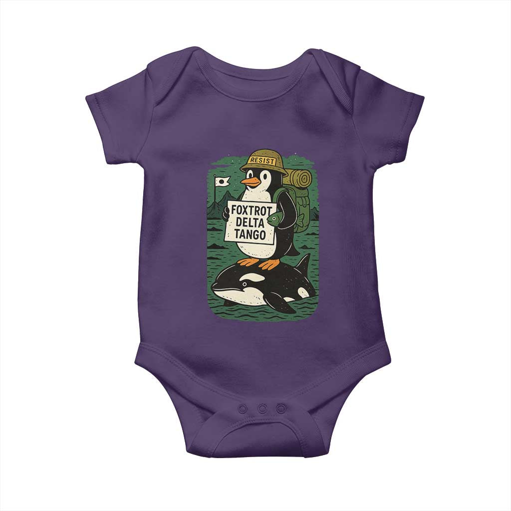 Funny Penguin Resist Baby Onesie No Tarriffs Activism Graphic