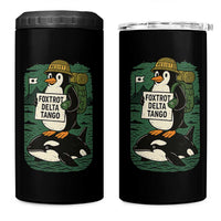 Funny Penguin Resist 4 in 1 Can Cooler Tumbler No Tarriffs Activism Graphic