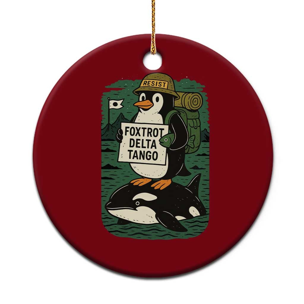 Funny Penguin Resist Ceramic Ornament No Tarriffs Activism Graphic - Wonder Print Shop