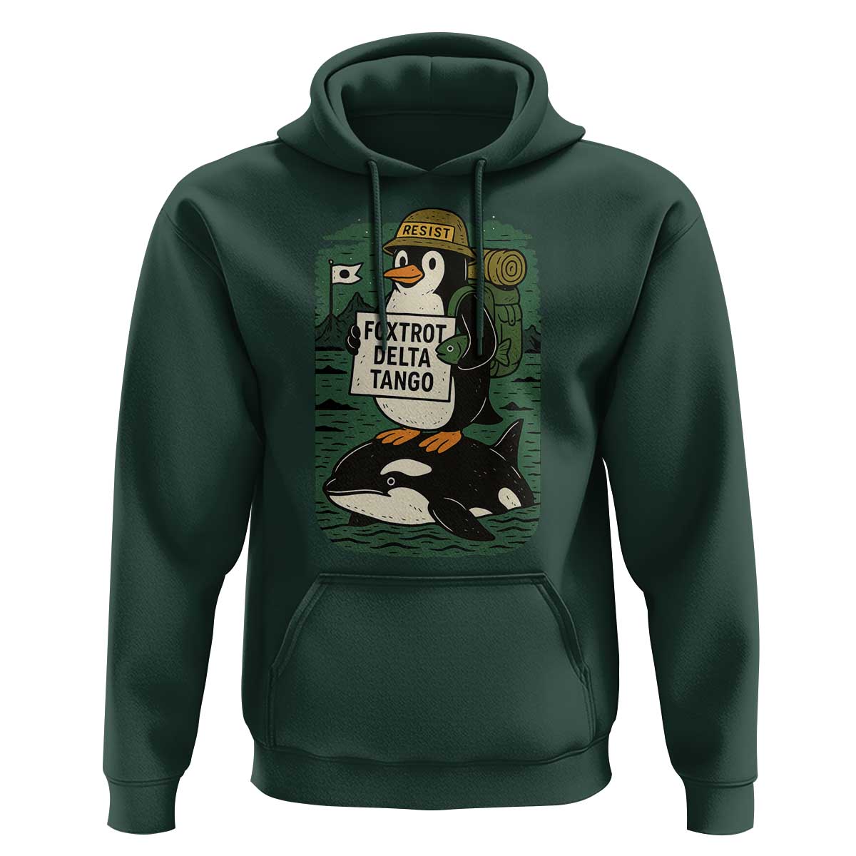 Funny Penguin Resist Hoodie No Tarriffs Activism Graphic