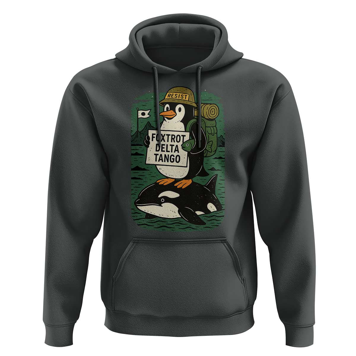 Funny Penguin Resist Hoodie No Tarriffs Activism Graphic