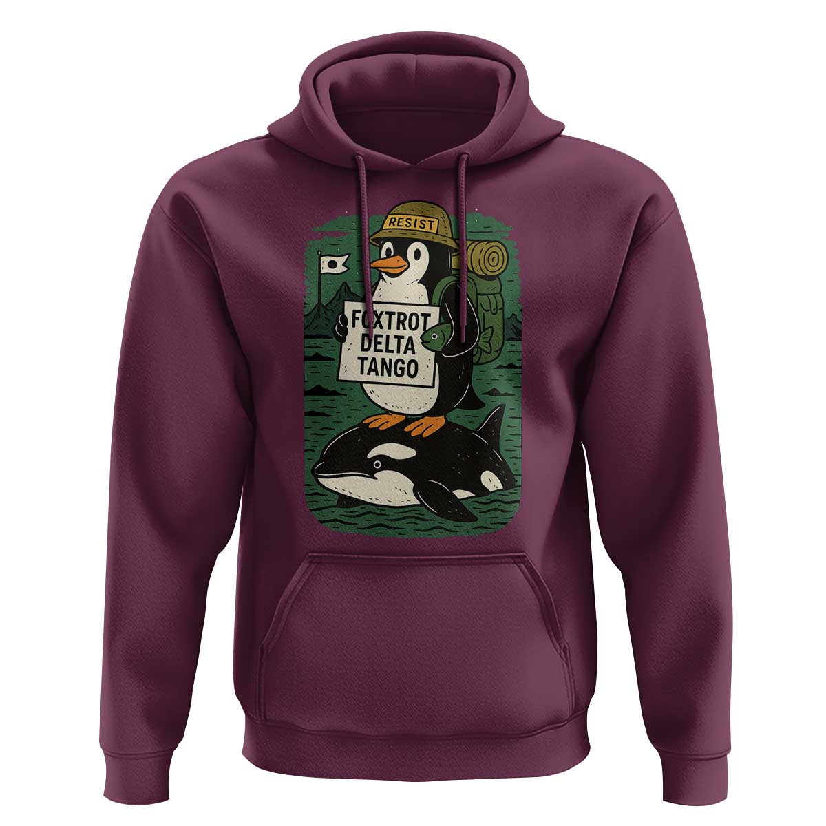 Funny Penguin Resist Hoodie No Tarriffs Activism Graphic