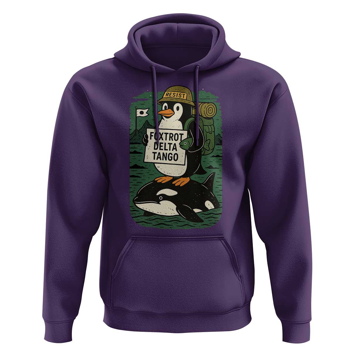 Funny Penguin Resist Hoodie No Tarriffs Activism Graphic