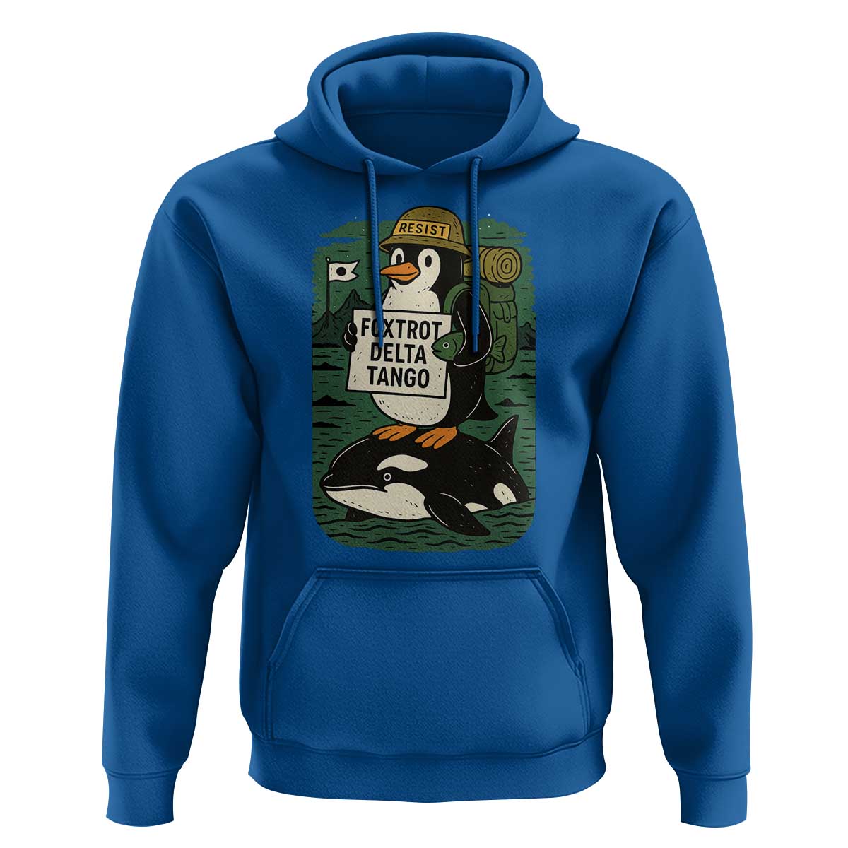 Funny Penguin Resist Hoodie No Tarriffs Activism Graphic