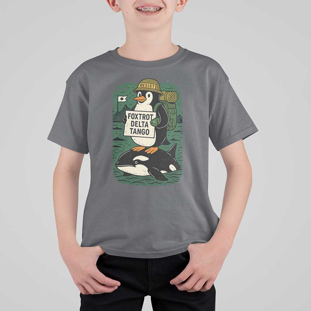 Funny Penguin Resist T Shirt For Kid No Tarriffs Activism Graphic