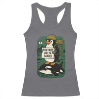 Funny Penguin Resist Racerback Tank Top No Tarriffs Activism Graphic
