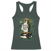 Funny Penguin Resist Racerback Tank Top No Tarriffs Activism Graphic