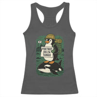 Funny Penguin Resist Racerback Tank Top No Tarriffs Activism Graphic
