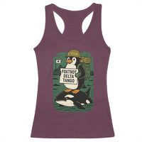 Funny Penguin Resist Racerback Tank Top No Tarriffs Activism Graphic