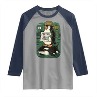 Funny Penguin Resist Raglan Shirt No Tarriffs Activism Graphic