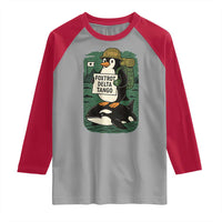 Funny Penguin Resist Raglan Shirt No Tarriffs Activism Graphic