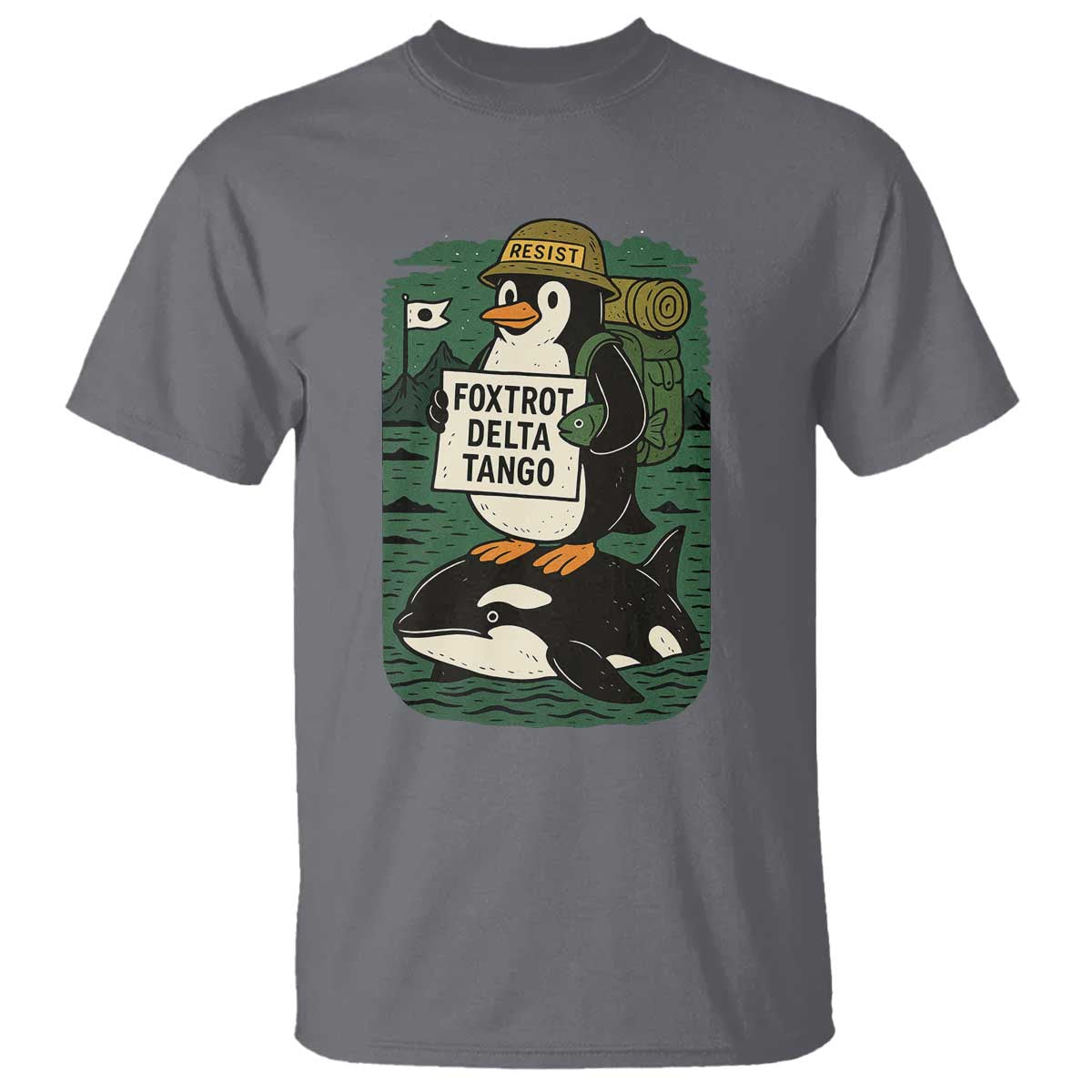 Funny Penguin Resist T Shirt No Tarriffs Activism Graphic