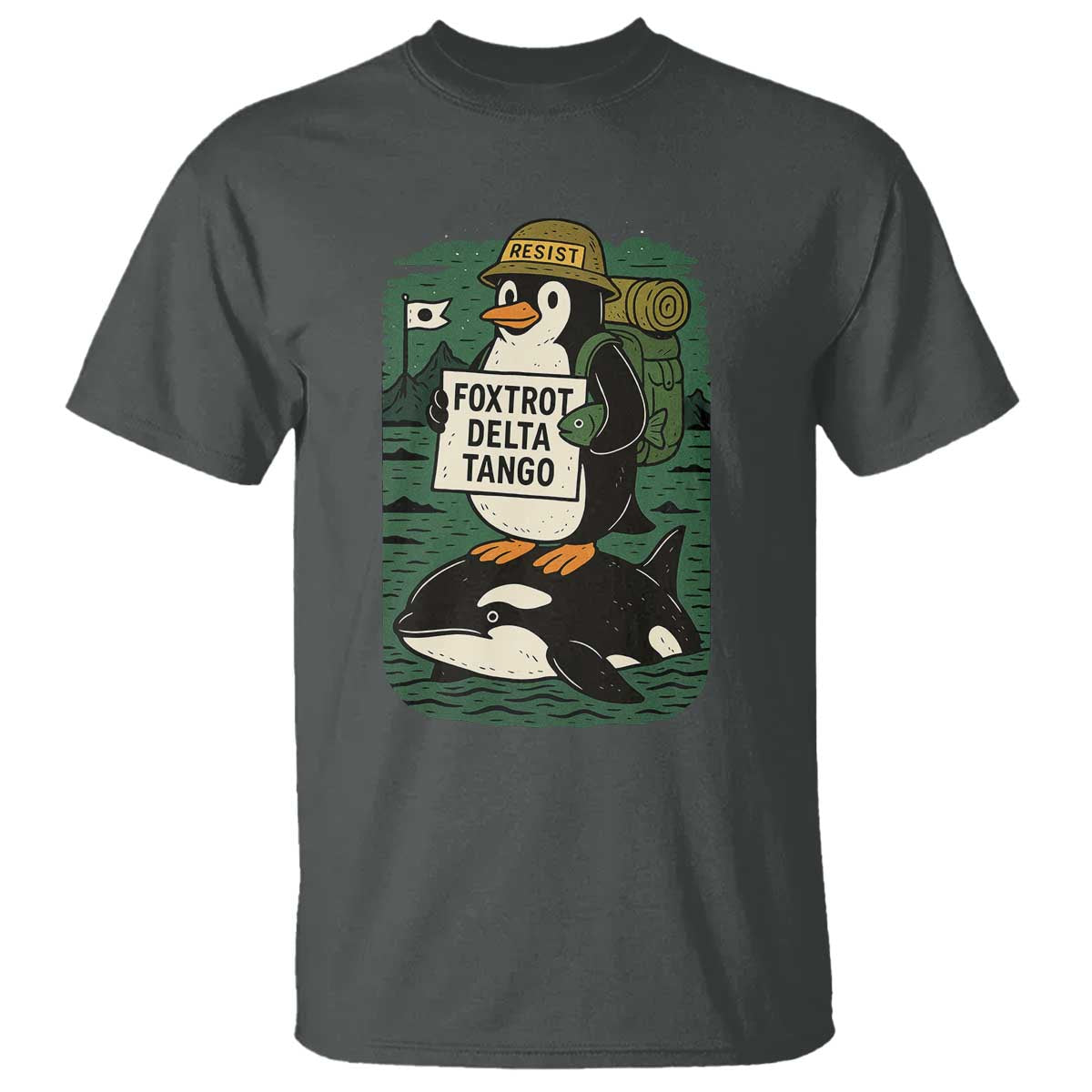 Funny Penguin Resist T Shirt No Tarriffs Activism Graphic
