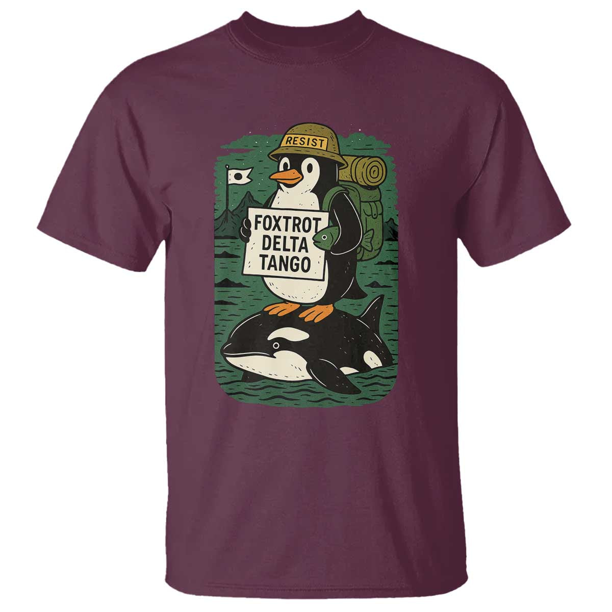 Funny Penguin Resist T Shirt No Tarriffs Activism Graphic