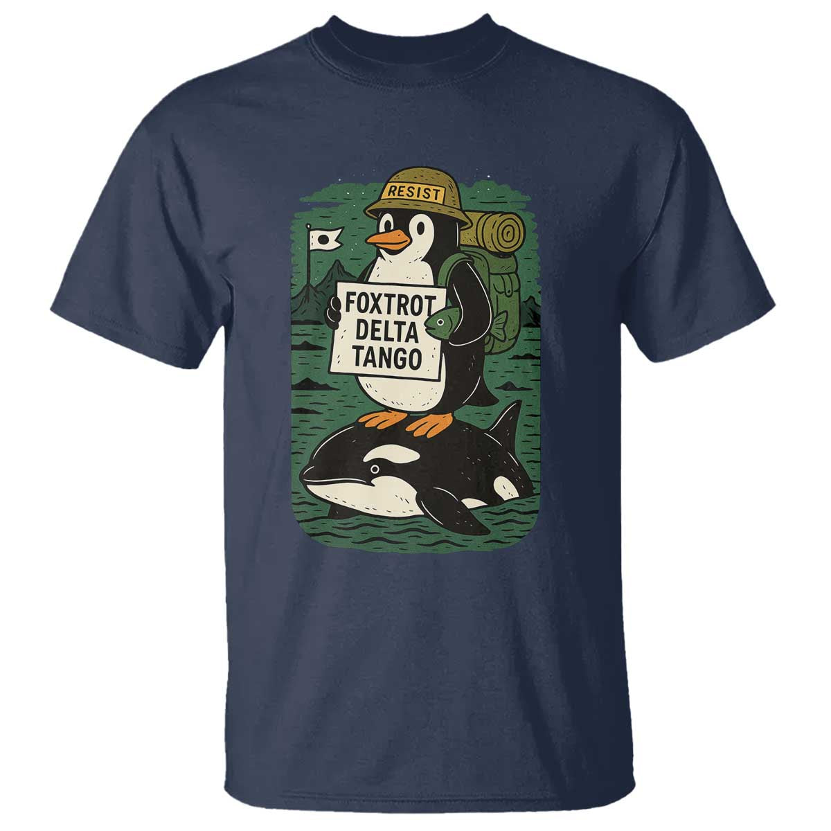 Funny Penguin Resist T Shirt No Tarriffs Activism Graphic