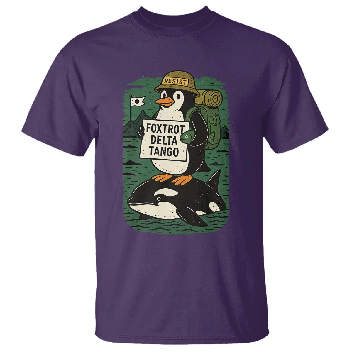 Funny Penguin Resist T Shirt No Tarriffs Activism Graphic