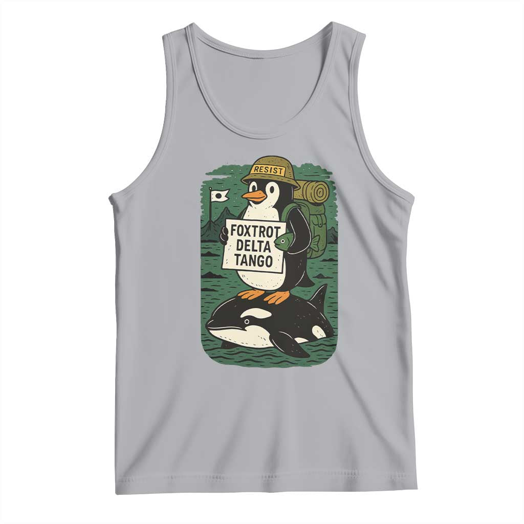 Funny Penguin Resist Tank Top No Tarriffs Activism Graphic