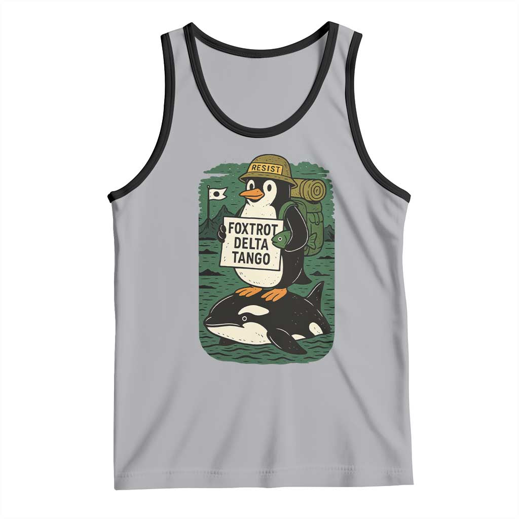 Funny Penguin Resist Tank Top No Tarriffs Activism Graphic
