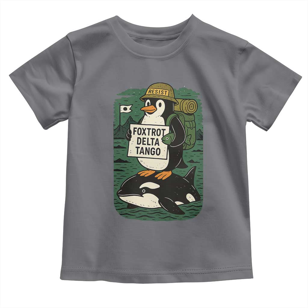 Funny Penguin Resist Toddler T Shirt No Tarriffs Activism Graphic