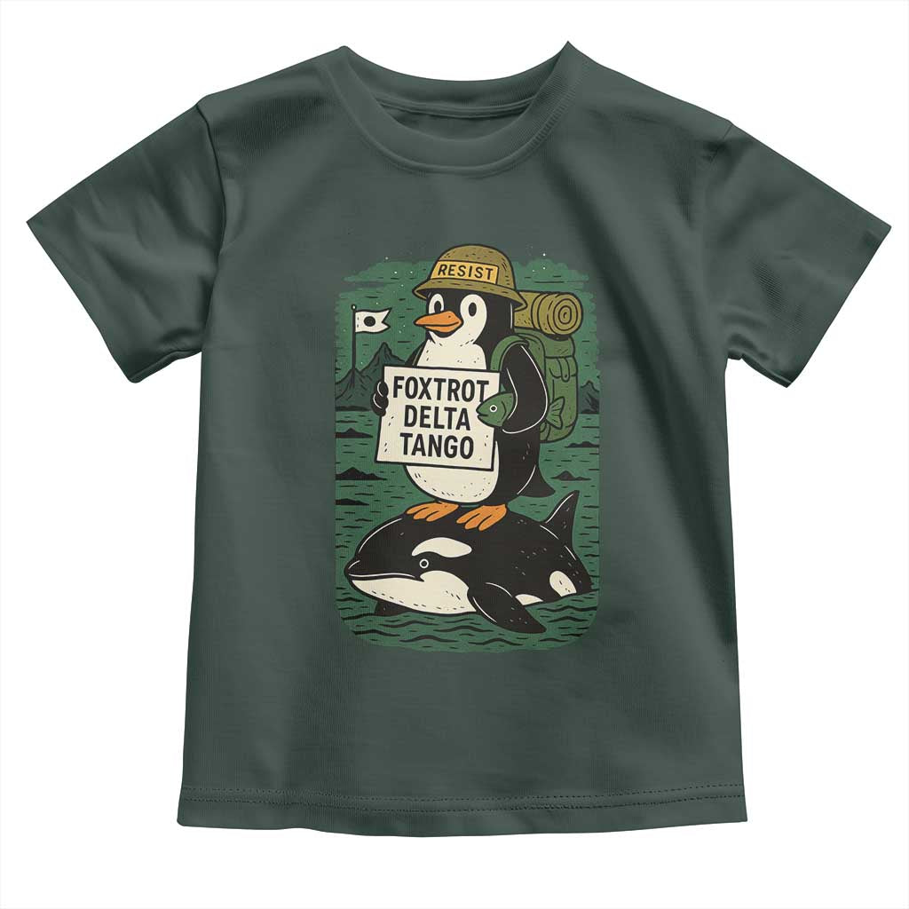 Funny Penguin Resist Toddler T Shirt No Tarriffs Activism Graphic