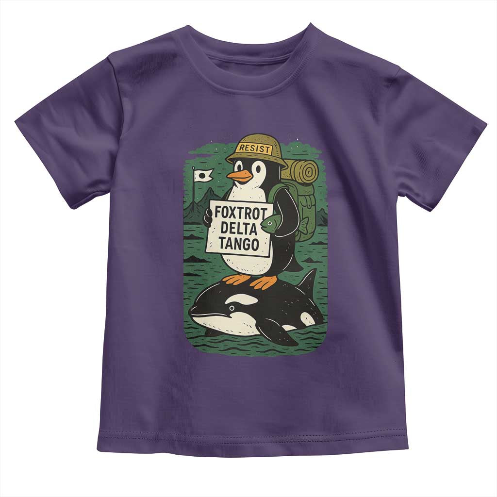 Funny Penguin Resist Toddler T Shirt No Tarriffs Activism Graphic