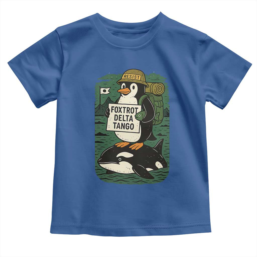 Funny Penguin Resist Toddler T Shirt No Tarriffs Activism Graphic