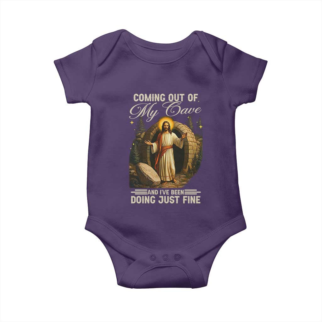 Funny Jesus Baby Onesie Coming Out Of My Cave And I've Been Doing Just Fine