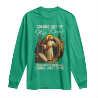 Funny Jesus Long Sleeve Shirt Coming Out Of My Cave And I've Been Doing Just Fine