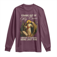 Funny Jesus Long Sleeve Shirt Coming Out Of My Cave And I've Been Doing Just Fine
