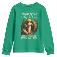Funny Jesus Youth Sweatshirt Coming Out Of My Cave And I've Been Doing Just Fine