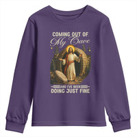 Funny Jesus Youth Sweatshirt Coming Out Of My Cave And I've Been Doing Just Fine