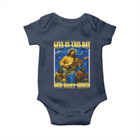 Music Give Us This Day Our Daily Shred Baby Onesie Funny Jesus Rock Guitar Meme