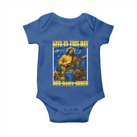 Music Give Us This Day Our Daily Shred Baby Onesie Funny Jesus Rock Guitar Meme