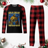 Music Give Us This Day Our Daily Shred Plaid Pajama Set Funny Jesus Rock Guitar Meme - Wonder Print Shop