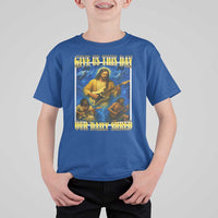 Music Give Us This Day Our Daily Shred T Shirt For Kid Funny Jesus Rock Guitar Meme