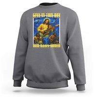 Music Give Us This Day Our Daily Shred Sweatshirt Funny Jesus Rock Guitar Meme