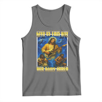 Music Give Us This Day Our Daily Shred Tank Top Funny Jesus Rock Guitar Meme
