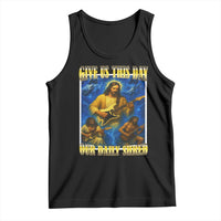 Music Give Us This Day Our Daily Shred Tank Top Funny Jesus Rock Guitar Meme