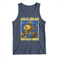 Music Give Us This Day Our Daily Shred Tank Top Funny Jesus Rock Guitar Meme