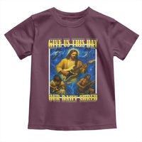 Music Give Us This Day Our Daily Shred Toddler T Shirt Funny Jesus Rock Guitar Meme
