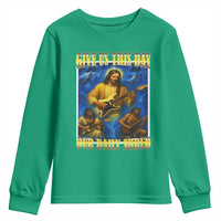 Music Give Us This Day Our Daily Shred Youth Sweatshirt Funny Jesus Rock Guitar Meme